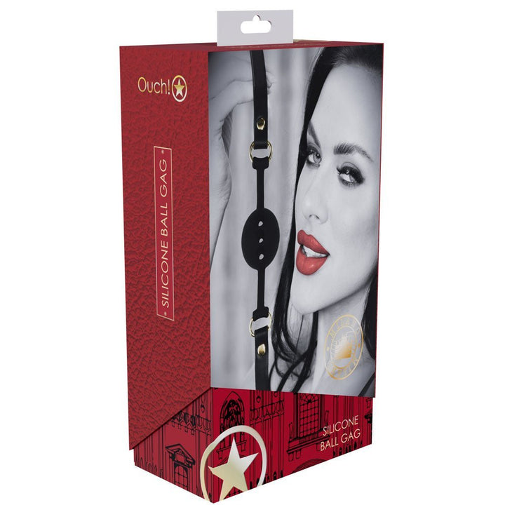 OUCH! Milan Collection - Silicone Ball Gag - Black/Red Breathable Mouth Restraint – Sex toys NZ by Naughtyhut. Discreet delivery nationwide.