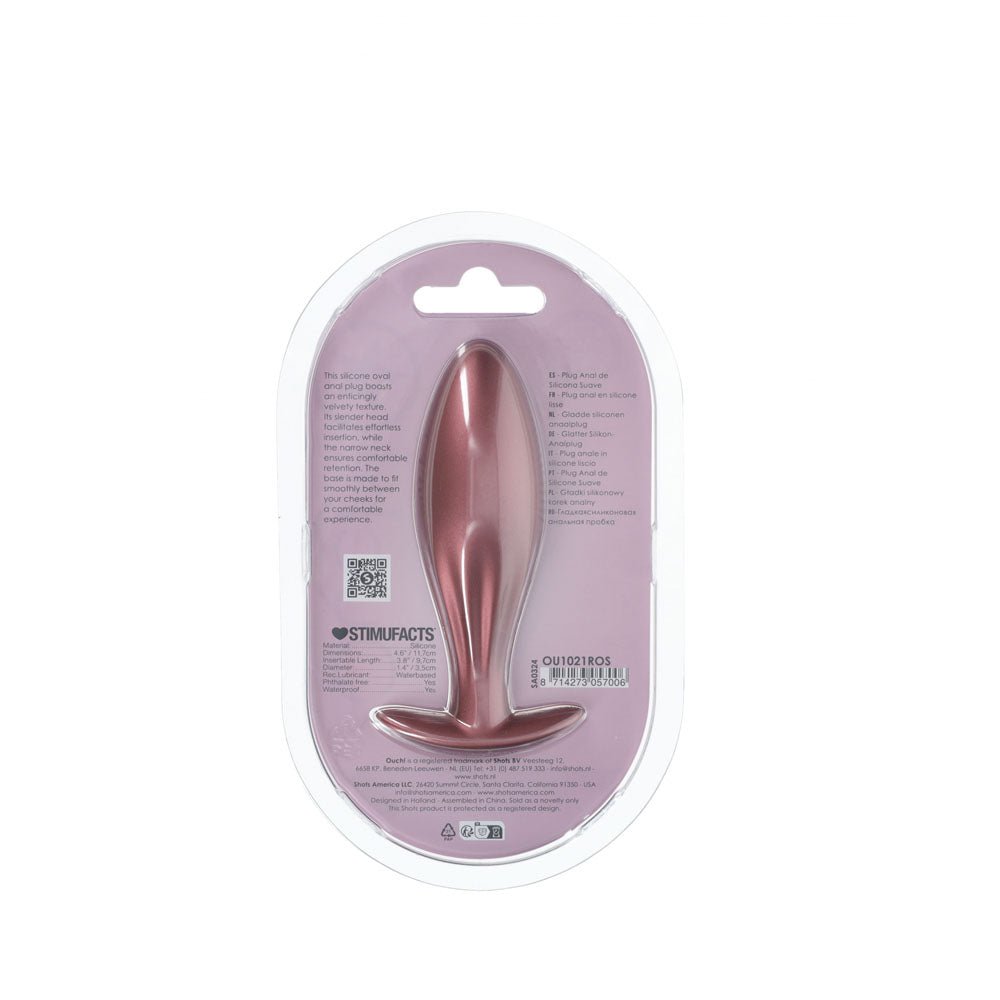 Buy OUCH! Oval Anal Plug - Rose Gold - Rose Gold 11.7 cm Butt Plug – Naughtyhut NZ sex toys online. Discreet delivery & top brands.