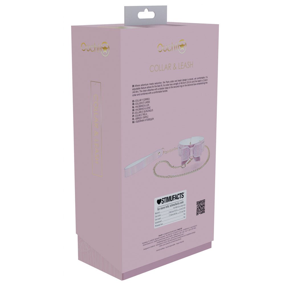 OUCH! Paris Collection - Collar with Leash - Pink Restraint – Sex toys NZ by Naughtyhut. Discreet delivery nationwide.