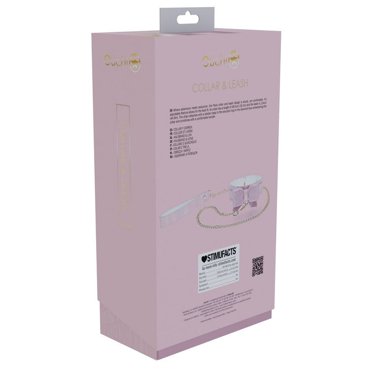 OUCH! Paris Collection - Collar with Leash - Pink Restraint – Sex toys NZ by Naughtyhut. Discreet delivery nationwide.