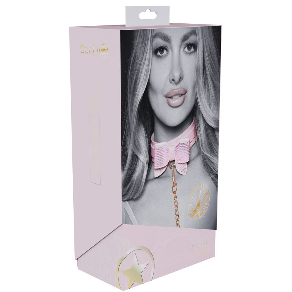 OUCH! Paris Collection - Collar with Leash - Pink Restraint – Sex toys NZ by Naughtyhut. Discreet delivery nationwide.
