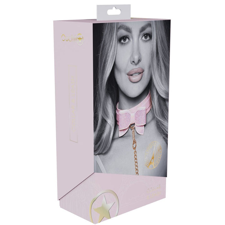 OUCH! Paris Collection - Collar with Leash - Pink Restraint – Sex toys NZ by Naughtyhut. Discreet delivery nationwide.