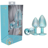 Buy OUCH! Paris Collection - Metal Anal Plug Set - Blue - Metallic Blue Butt Plugs with Gem Bases - Set of 3 Sizes – Naughtyhut NZ sex toys online. Discreet delivery & top brands.