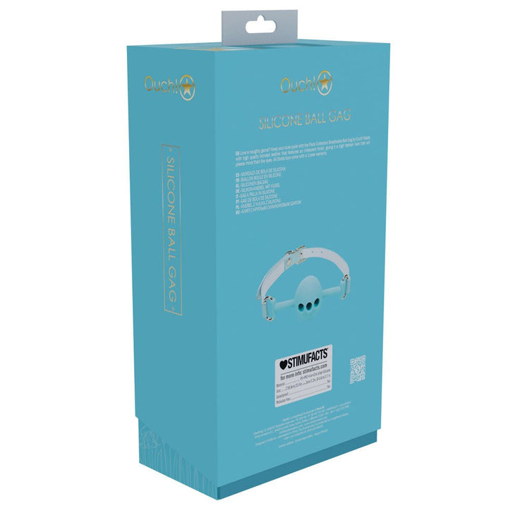 OUCH! Paris Collection - Silicone Ball Gag - Baby Blue Breatheable Mouth Restraint – Sex toys NZ by Naughtyhut. Discreet delivery nationwide.