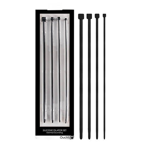 Buy OUCH! Urethral Sounding Dilator Set - Black Silicone Urethral Sound Set – Naughtyhut NZ sex toys online. Discreet delivery & top brands.
