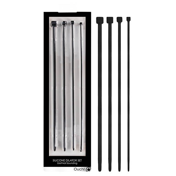 Buy OUCH! Urethral Sounding Dilator Set - Black Silicone Urethral Sound Set – Naughtyhut NZ sex toys online. Discreet delivery & top brands.