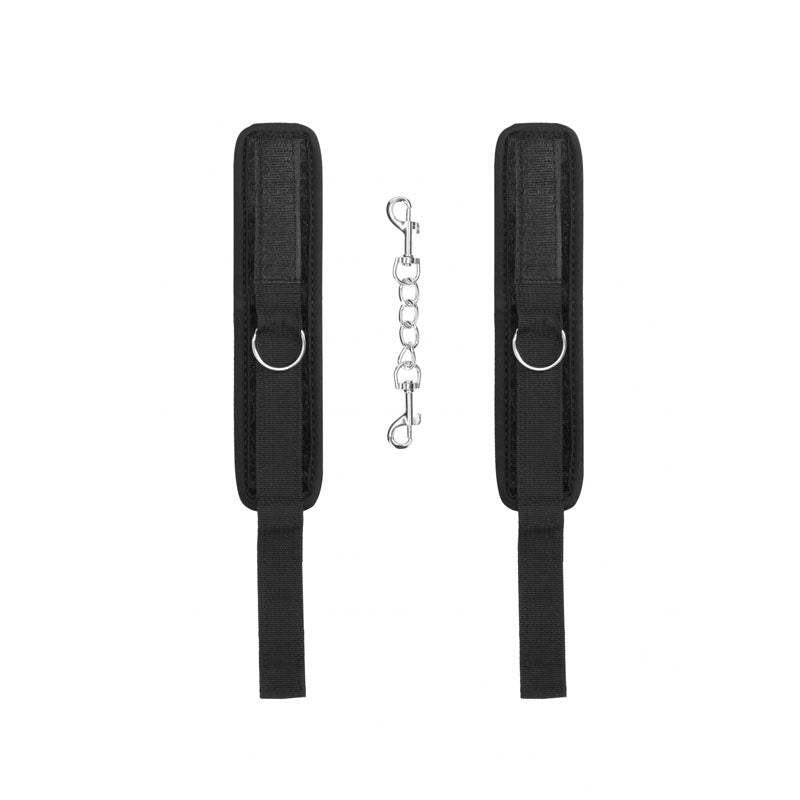 Buy OUCH! Velvet & Velcro Adjustable Handcuffs - Black Restraints – Naughtyhut NZ sex toys online. Discreet delivery & top brands.