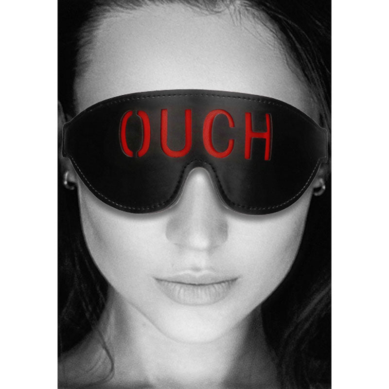 OUCH! Black & White Bonded Leather Eye - Mask ''Ouch'' - Black Eye Restraint – Sex toys NZ by Naughtyhut. Discreet delivery nationwide.
