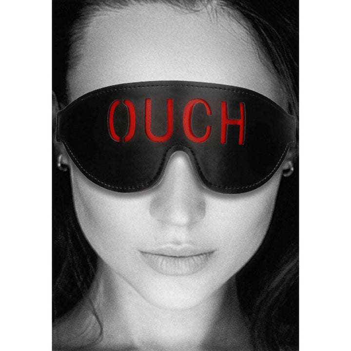 OUCH! Black & White Bonded Leather Eye - Mask ''Ouch'' - Black Eye Restraint – Sex toys NZ by Naughtyhut. Discreet delivery nationwide.
