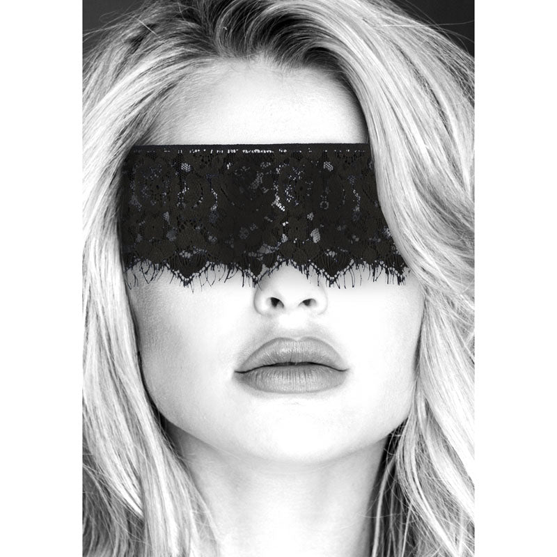Buy OUCH! Black & White Lace Mask With Elastic Straps - Black Eye Restraint – Naughtyhut NZ sex toys online. Discreet delivery & top brands.