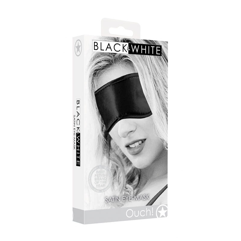 OUCH! Black & White Satin Eye - Mask - Black Eye Restraint – Sex toys NZ by Naughtyhut. Discreet delivery nationwide.