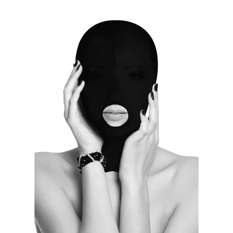 OUCH! Black & White Submission Mask - Black Hood Mask – Sex toys NZ by Naughtyhut. Discreet delivery nationwide.
