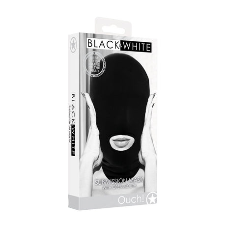 Buy OUCH! Black & White Submission Mask - Black Hood Mask – Naughtyhut NZ sex toys online. Discreet delivery & top brands.