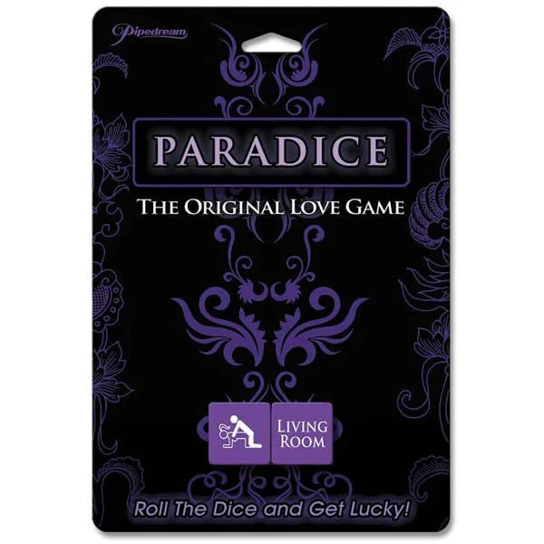 Pipedream Paradice couples dice game on its purple card, the original love game