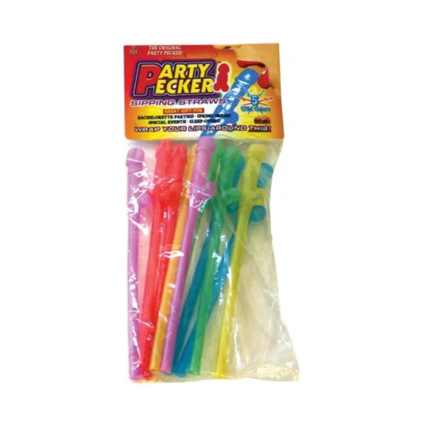 Hott Products Party Pecker Straws, Neon Colors (10Pcs/Bag)