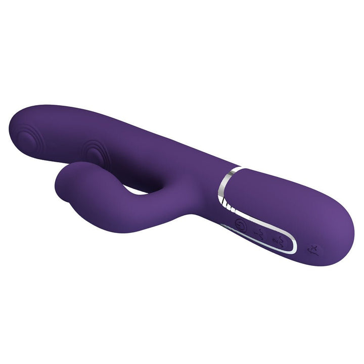Party Up ALAN Dual Motor Vibrator - Purple - Purple 22.8 cm USB Rechargeable Vibrator with Licking Clit Stimulator and Thumping Shaft – Sex toys NZ by Naughtyhut. Discreet delivery nationwide.