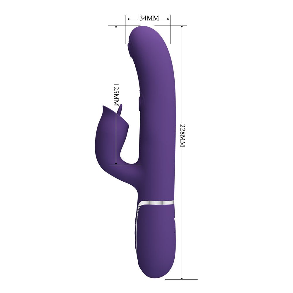 Buy Party Up ALAN Dual Motor Vibrator - Purple - Purple 22.8 cm USB Rechargeable Vibrator with Licking Clit Stimulator and Thumping Shaft – Naughtyhut NZ sex toys online. Discreet delivery & top brands.