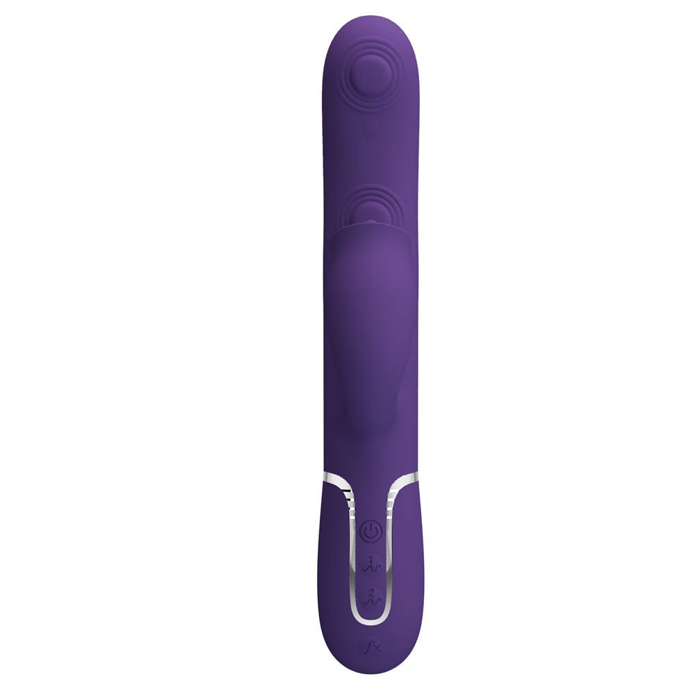 Party Up ALAN Dual Motor Vibrator - Purple - Purple 22.8 cm USB Rechargeable Vibrator with Licking Clit Stimulator and Thumping Shaft – Sex toys NZ by Naughtyhut. Discreet delivery nationwide.