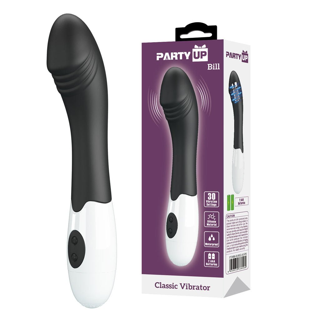 Party Up BILL Classic Vibe - Black - Black 19 cm Vibrator – Sex toys NZ by Naughtyhut. Discreet delivery nationwide.