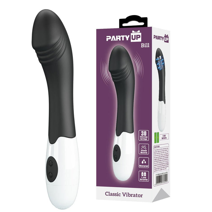 Party Up BILL Classic Vibe - Black - Black 19 cm Vibrator – Sex toys NZ by Naughtyhut. Discreet delivery nationwide.