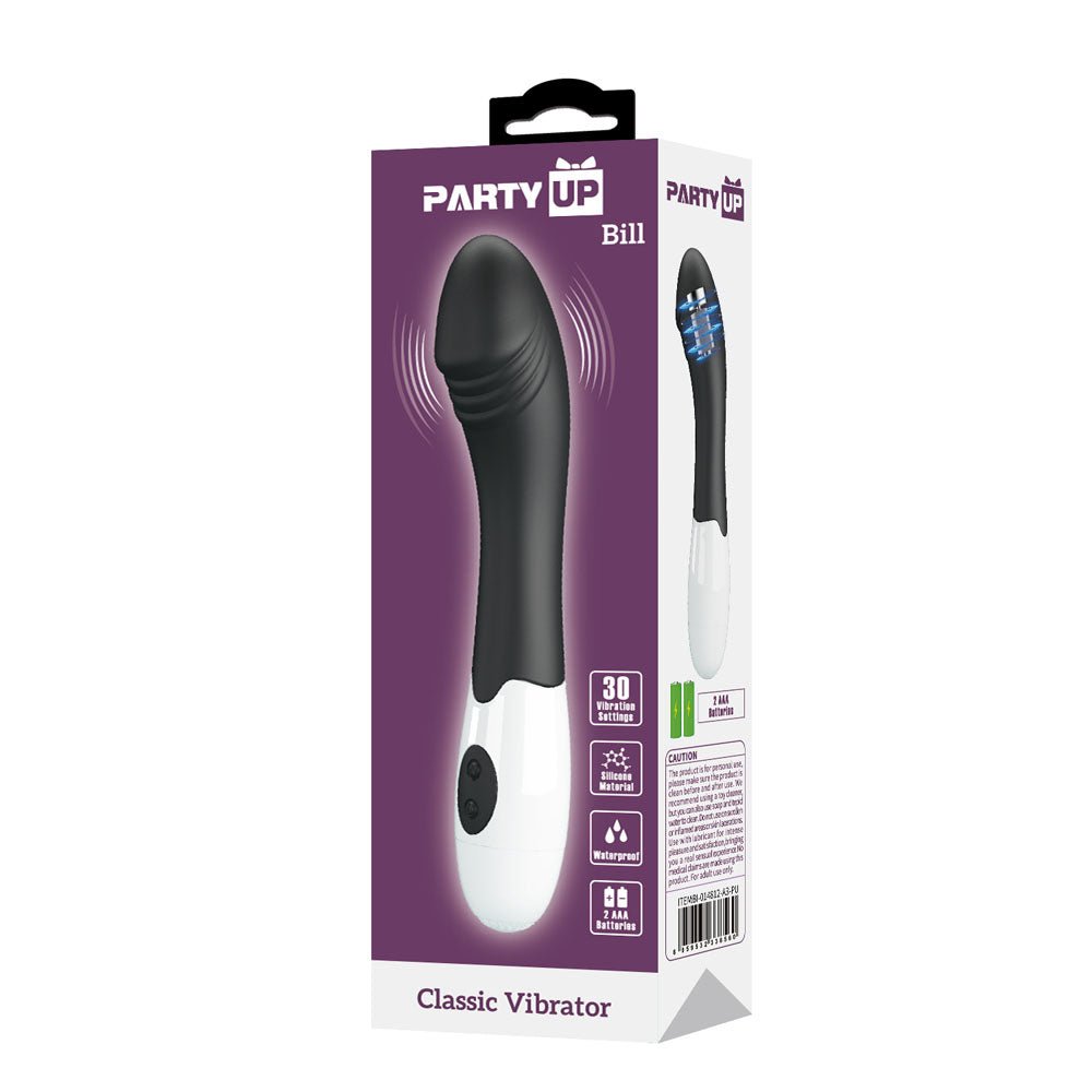 Party Up BILL Classic Vibe - Black - Black 19 cm Vibrator – Sex toys NZ by Naughtyhut. Discreet delivery nationwide.