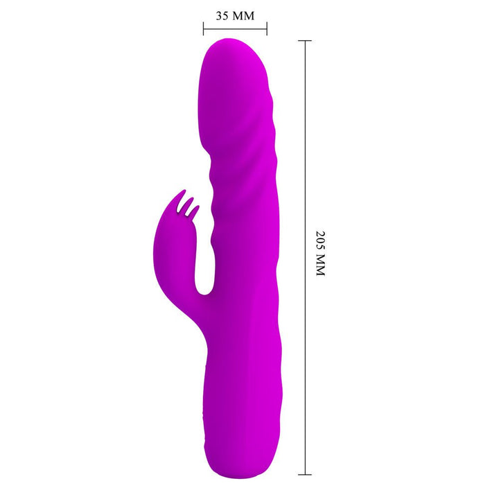 Party Up BOB Thrusting Vibe - Purple - Purple 25 cm USB Rechargeable Thrusting Rabbit Vibrator – Sex toys NZ by Naughtyhut. Discreet delivery nationwide.