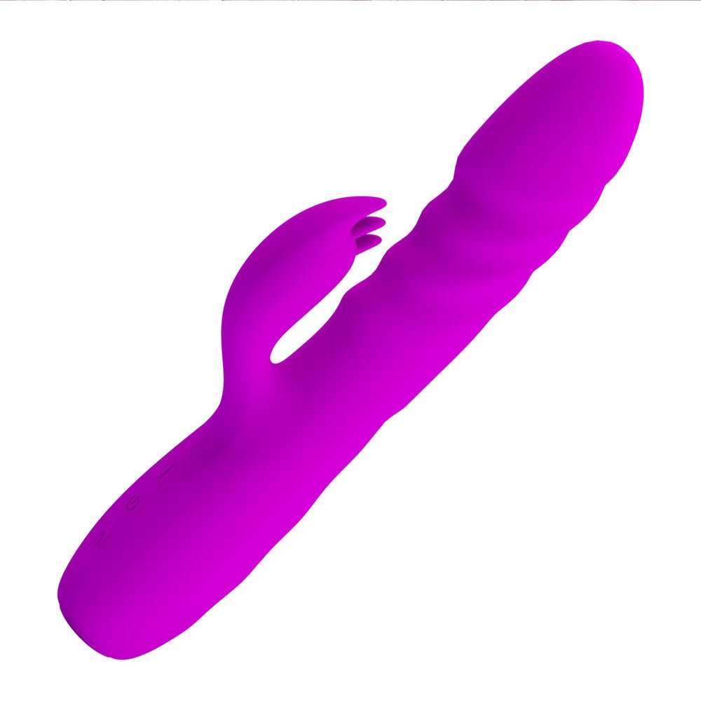 Party Up BOB Thrusting Vibe - Purple - Purple 25 cm USB Rechargeable Thrusting Rabbit Vibrator – Sex toys NZ by Naughtyhut. Discreet delivery nationwide.