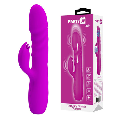 Buy Party Up BOB Thrusting Vibe - Purple - Purple 25 cm USB Rechargeable Thrusting Rabbit Vibrator – Naughtyhut NZ sex toys online. Discreet delivery & top brands.