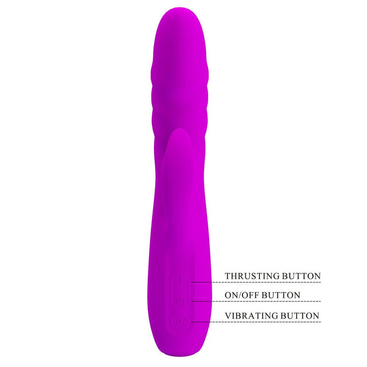 Party Up BOB Thrusting Vibe - Purple - Purple 25 cm USB Rechargeable Thrusting Rabbit Vibrator – Sex toys NZ by Naughtyhut. Discreet delivery nationwide.