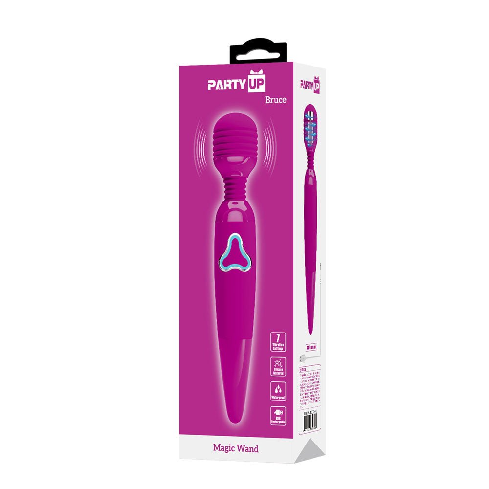 Party Up BRUCE Wand - Pink - Pink 25 cm USB Rechargeable Massage Wand – Sex toys NZ by Naughtyhut. Discreet delivery nationwide.