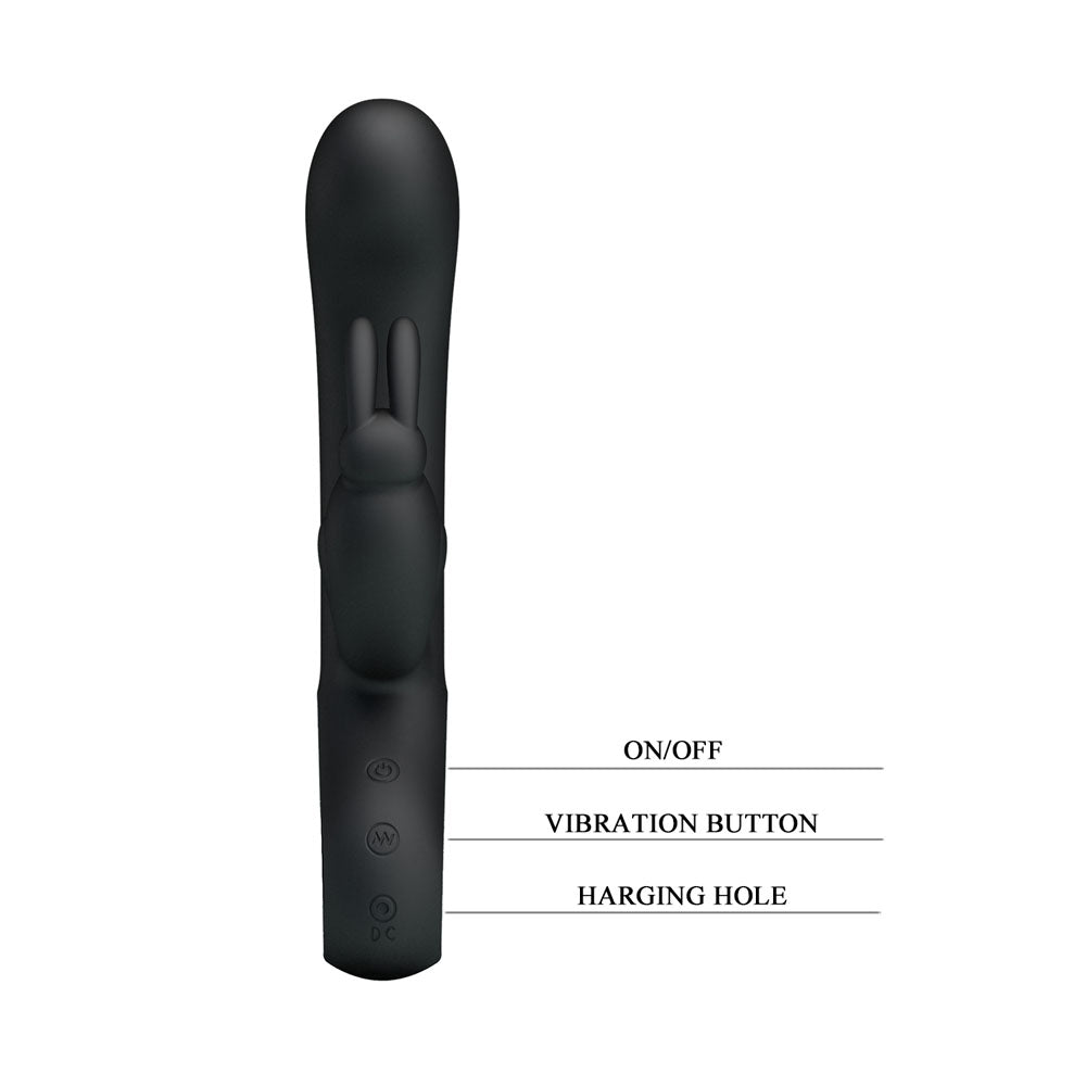 Party Up COLIN Rabbit Vibe - Black - Black 21 cm USB Rechargeable Rabbit Vibrator – Sex toys NZ by Naughtyhut. Discreet delivery nationwide.