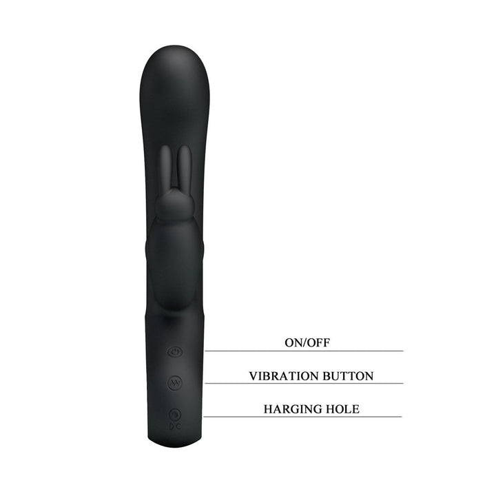 Party Up COLIN Rabbit Vibe - Black - Black 21 cm USB Rechargeable Rabbit Vibrator – Sex toys NZ by Naughtyhut. Discreet delivery nationwide.
