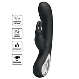 Buy Party Up COLIN Rabbit Vibe - Black - Black 21 cm USB Rechargeable Rabbit Vibrator – Naughtyhut NZ sex toys online. Discreet delivery & top brands.