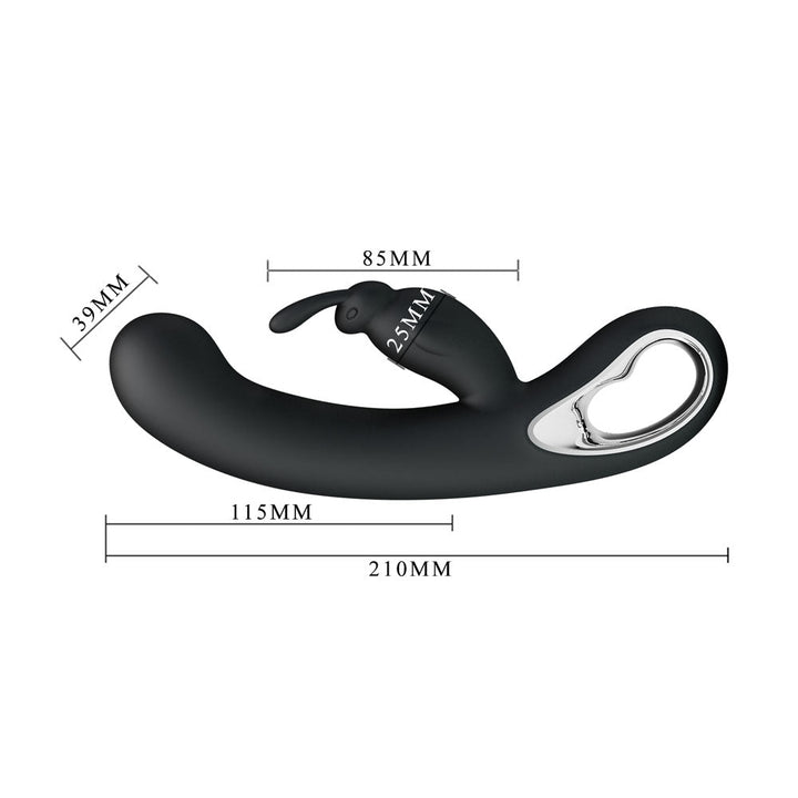 Party Up COLIN Rabbit Vibe - Black - Black 21 cm USB Rechargeable Rabbit Vibrator – Sex toys NZ by Naughtyhut. Discreet delivery nationwide.
