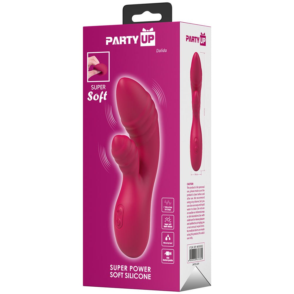 Party Up DALIDA - Pink - Pink 16.2 cm USB Rechargeable Rabbit Vibrator – Sex toys NZ by Naughtyhut. Discreet delivery nationwide.