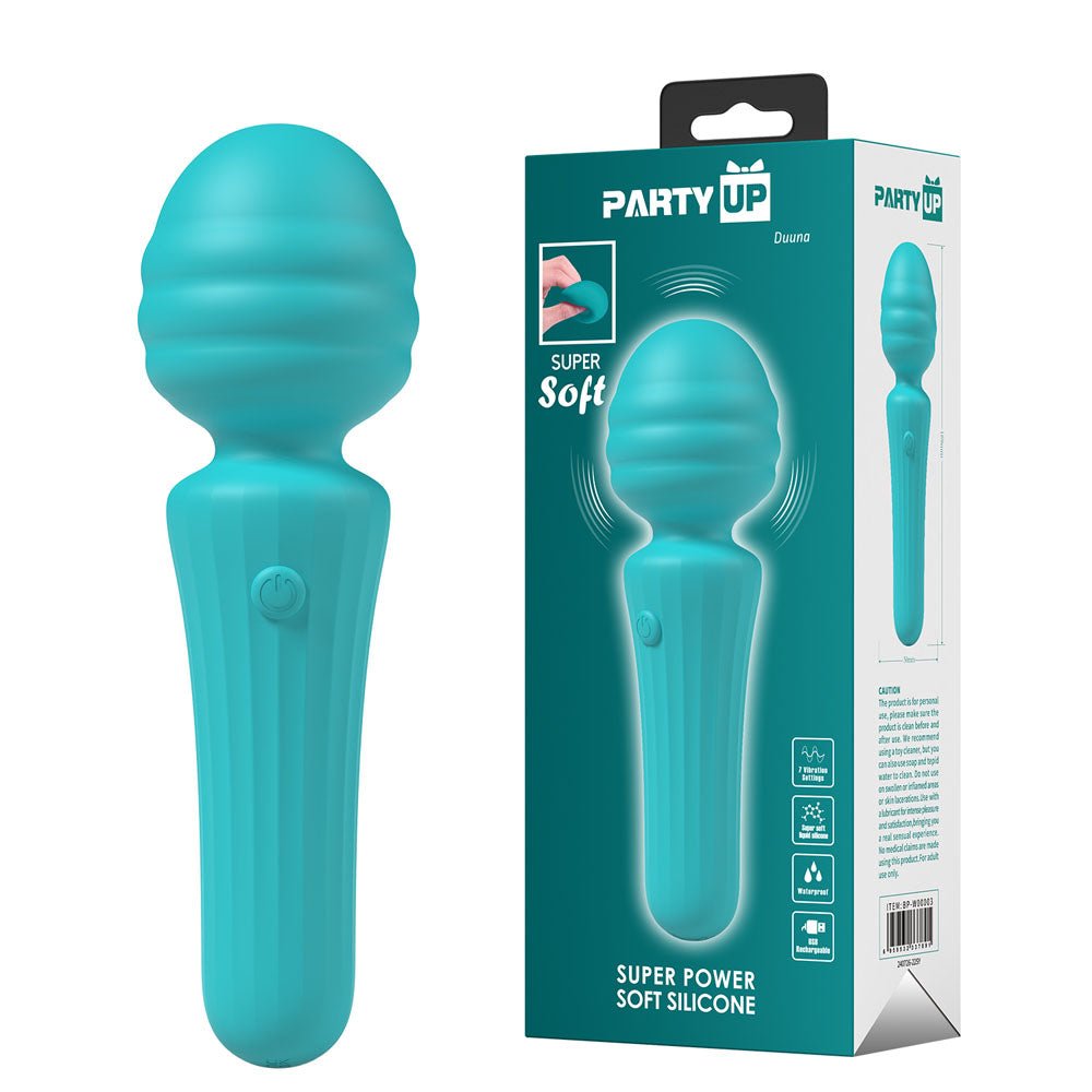 Party Up DUUNA - Teal - Teal 16.9 cm USB Rechargeable Massage Wand – Sex toys NZ by Naughtyhut. Discreet delivery nationwide.