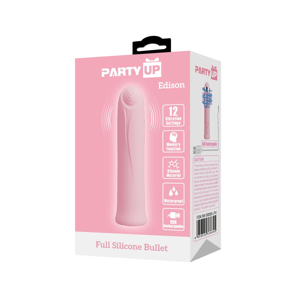 Buy Party Up EDISON Bullet - Pink - Pink 10.3 cm USB Rechargeable Bullet – Naughtyhut NZ sex toys online. Discreet delivery & top brands.