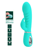 Buy Party Up EDWARD Rabbit Vibe - Teal - Teal 20 cm USB Rechargeable Rabbit Vibrator – Naughtyhut NZ sex toys online. Discreet delivery & top brands.