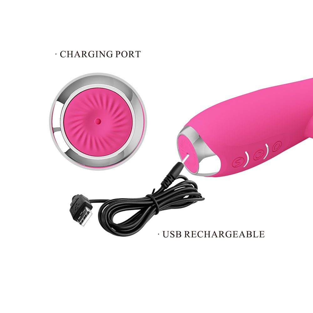 Party Up ERIC Rotating Beads Vibrator - Pink - Pink 20.5 cm USB Rechargeable Rabbit Vibrator with Rotating Bead Shaft – Sex toys NZ by Naughtyhut. Discreet delivery nationwide.