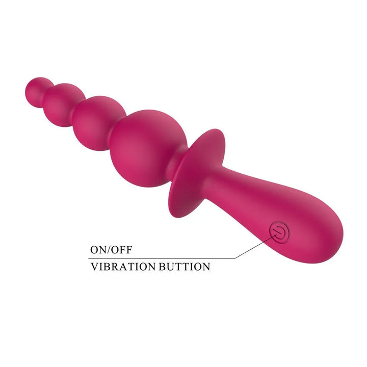 Party Up Evajane in Pink lying down with the on/off vibration button labelled