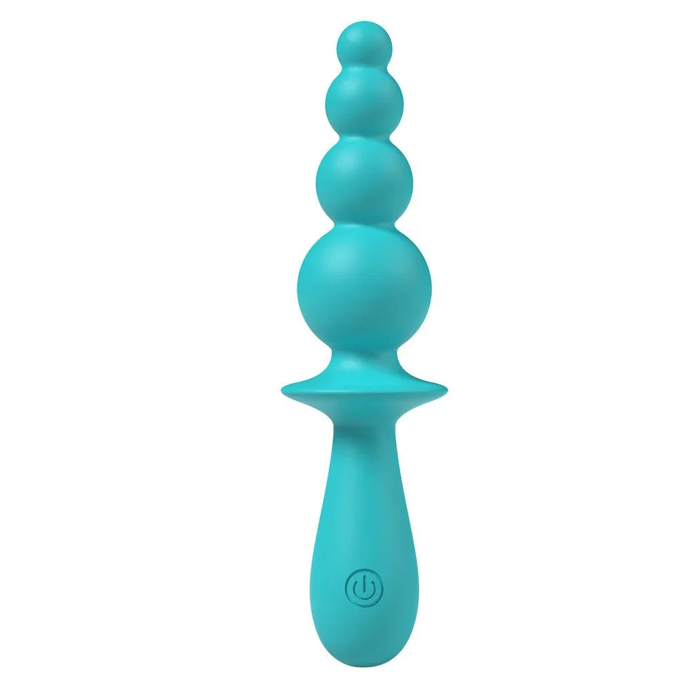 Party Up Evajane in Teal upright, graduated beads above the flared stop and handle
