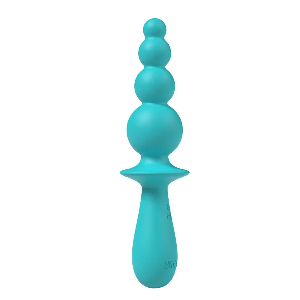 Party Up Evajane in Teal upright, rear view with the compliance marks on the handle
