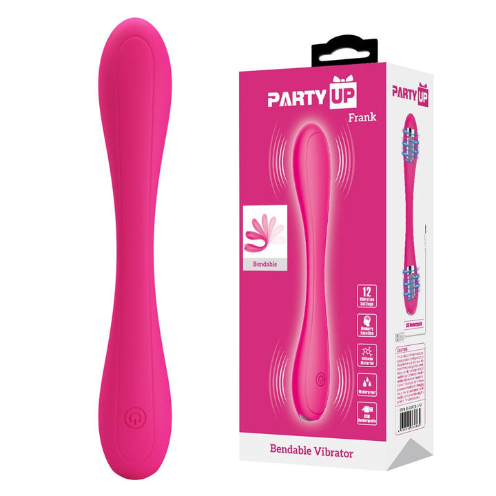 Party Up FRANK Bendable Vibe - Pink - Pink 17.1 cm Bendable Vibrator – Sex toys NZ by Naughtyhut. Discreet delivery nationwide.