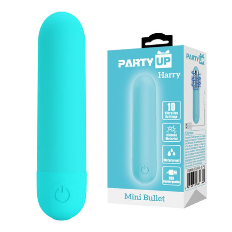 Buy Party Up HARRY Mini Bullet - Teal - Teal 8 cm USB Rechargeable Bullet – Naughtyhut NZ sex toys online. Discreet delivery & top brands.