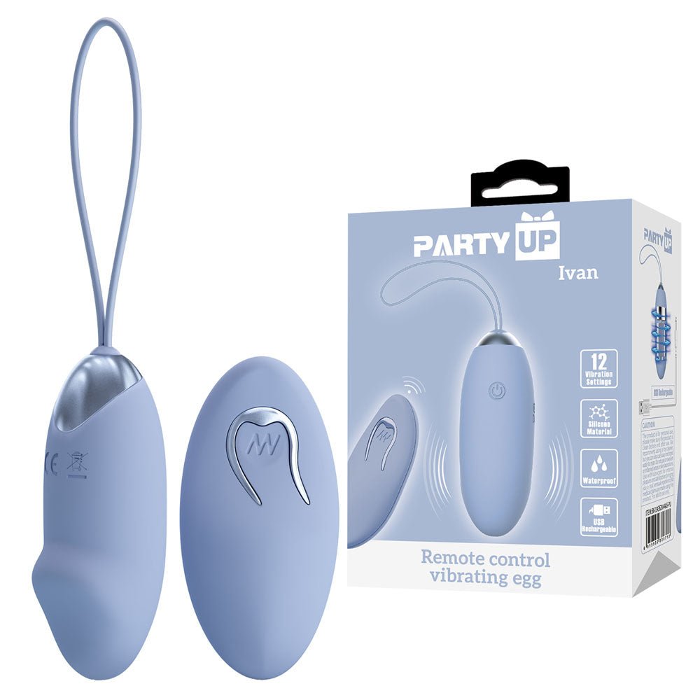 Buy Party Up IVAN Remote Egg - Purple - Purple USB Rechargeable Vibrating Egg with Wireless Remote – Naughtyhut NZ sex toys online. Discreet delivery & top brands.
