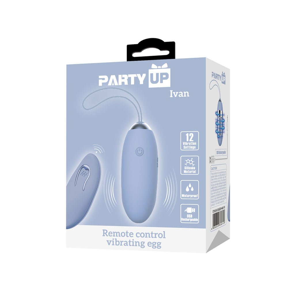 Buy Party Up IVAN Remote Egg - Purple - Purple USB Rechargeable Vibrating Egg with Wireless Remote – Naughtyhut NZ sex toys online. Discreet delivery & top brands.