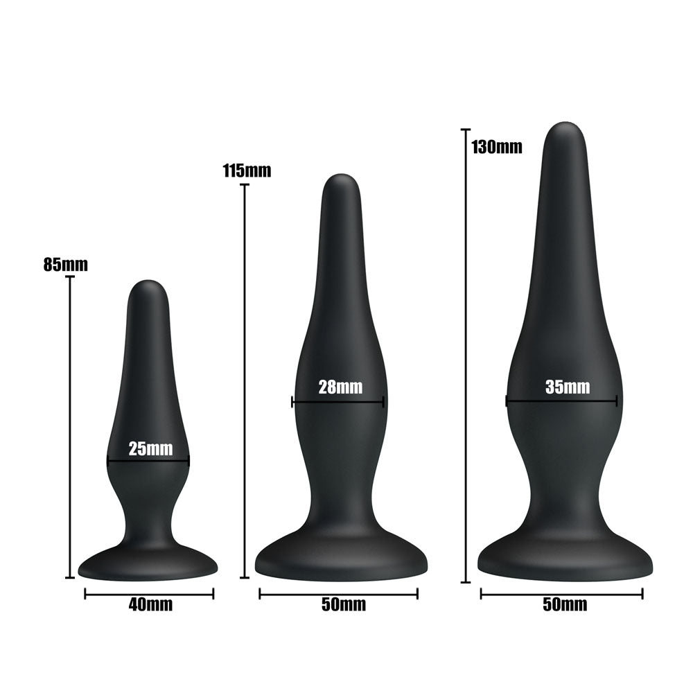 Buy Party Up JERRY Butt Plug Set - Black Butt Plugs - Set of 3 Sizes – Naughtyhut NZ sex toys online. Discreet delivery & top brands.