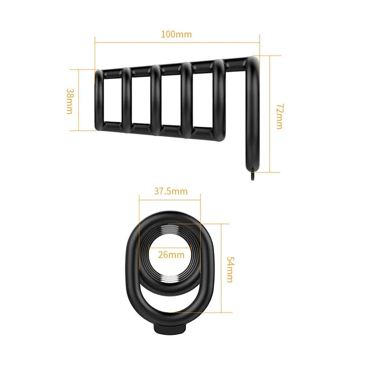 Party Up Kim Cock Cage measurement diagram, 100 mm sleeve with a 26 mm inner ring