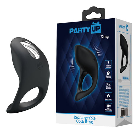 Buy Party Up KING Rechargeable Cock Ring - Black USB Rechargeable Cock Ring – Naughtyhut NZ sex toys online. Discreet delivery & top brands.