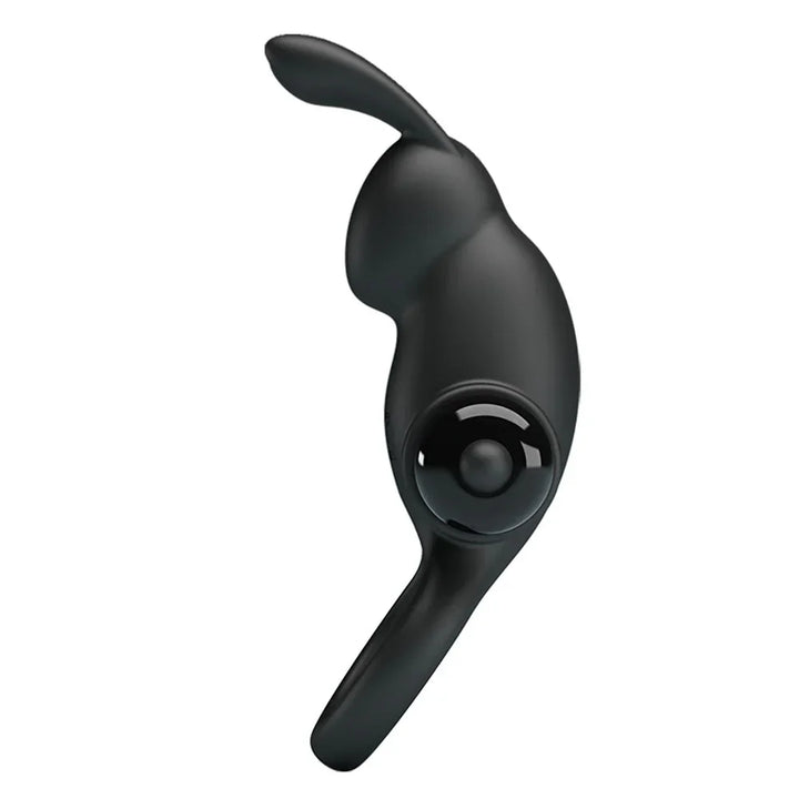 Party Up Larry cock ring in Black in side profile, ears curving forward